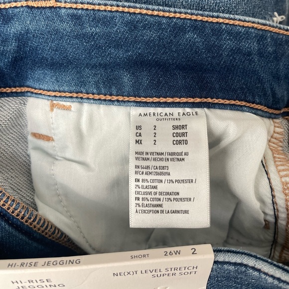 American Eagle Next Level Stretch HiRise Jeggings Distressed Size 2 Short Length - Picture 4 of 4